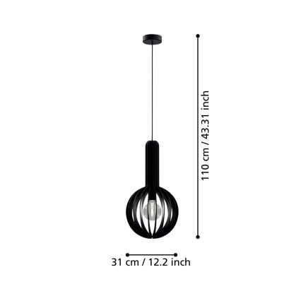 Eglo - Κρεμαστό φωτιστικό οροφής 1xE27/40W/230V διάμετρος 31 cm μαύρο