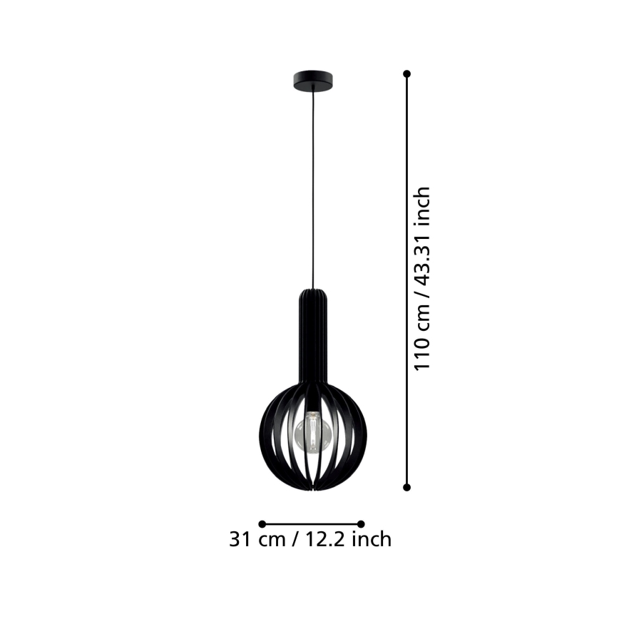 Eglo - Κρεμαστό φωτιστικό οροφής 1xE27/40W/230V διάμετρος 31 cm μαύρο