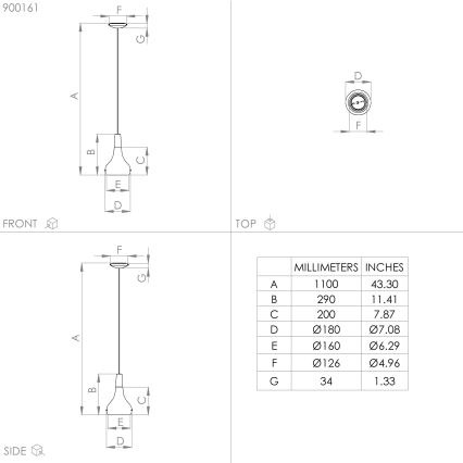 Eglo - Κρεμαστό φωτιστικό οροφής 1xE27/40W/230V διάμετρος 18 cm μαύρο