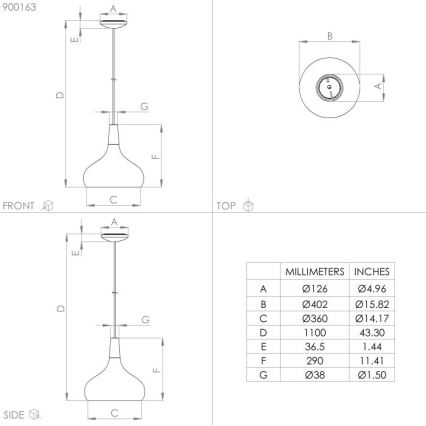 Eglo - Φωτιστικό οροφής με καλώδιο 1xE27/40W/230V διάμ. 40 εκ.