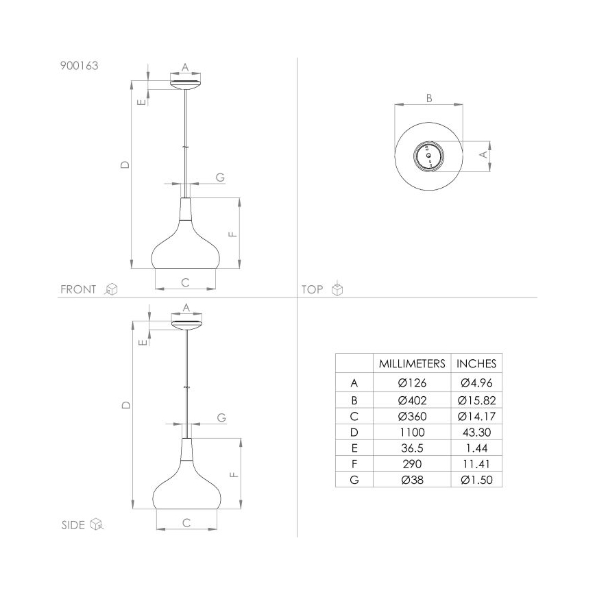 Eglo - Φωτιστικό οροφής με καλώδιο 1xE27/40W/230V διάμ. 40 εκ.
