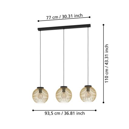 Eglo - Κρεμαστό φωτιστικό οροφής ράγα 3xE27/40W/230V