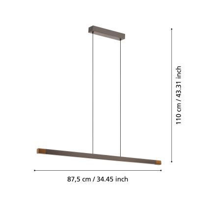 Eglo - Led Dimmable κρεμαστό φωτιστικό οροφής LED/18W/230V 3000K