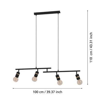 Eglo - Κρεμαστό φωτιστικό οροφής ράγα 4xE27/10W/230V