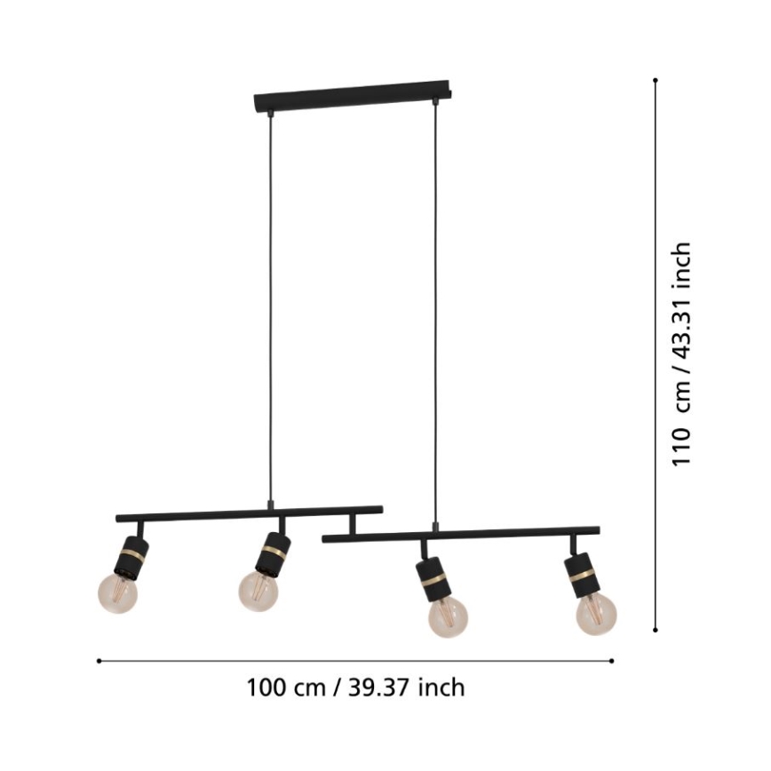 Eglo - Κρεμαστό φωτιστικό οροφής ράγα 4xE27/10W/230V