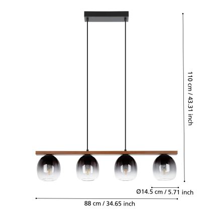 Eglo - Φωτιστικό οροφής με καλώδιο 4xE27/40W/230V