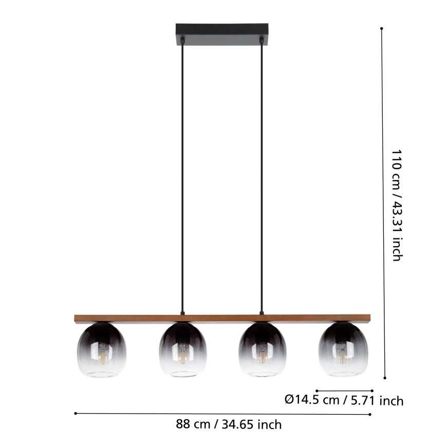 Eglo - Φωτιστικό οροφής με καλώδιο 4xE27/40W/230V