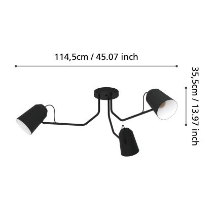 Eglo - Επιτοίχιο φωτιστικό 3xE27/25W/230V