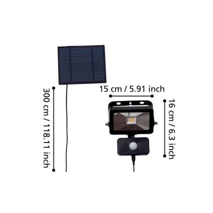 Eglo - LED Ηλιακός προβολέας με αισθητήρα 15xLED/0,03W/3,7V IP44