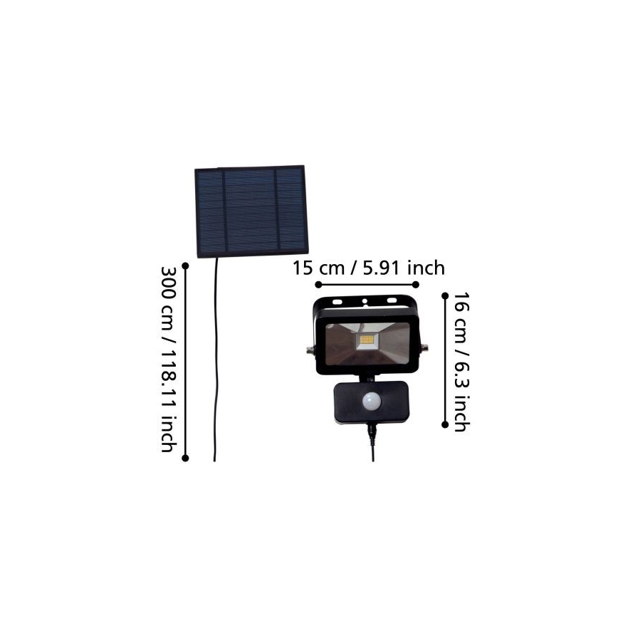 Eglo - LED Ηλιακός προβολέας με αισθητήρα 15xLED/0,03W/3,7V IP44