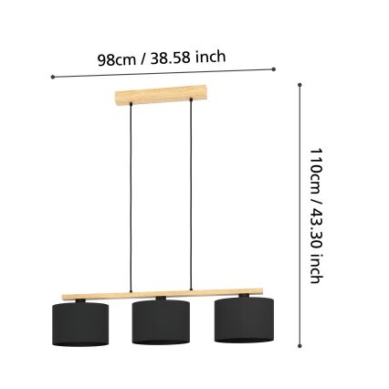 Eglo -  Κρεμαστό φωτιστικό οροφής ράγα 3xE27/40W/230V