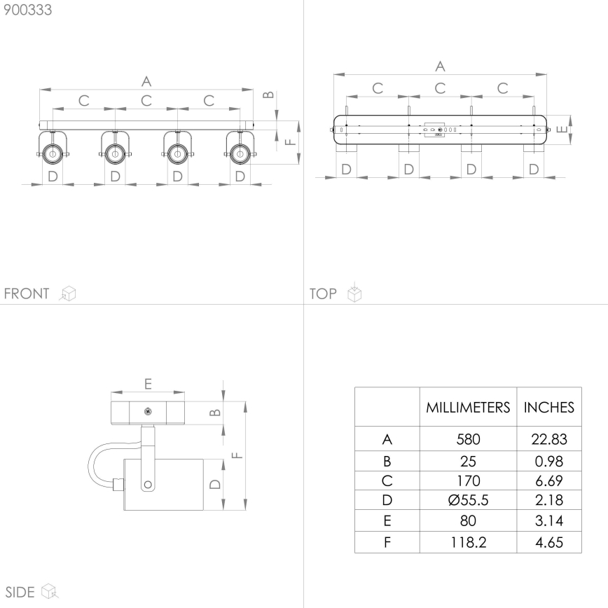 Eglo - LED Σποτ φωτιστικό 4xGU10/3W/230V