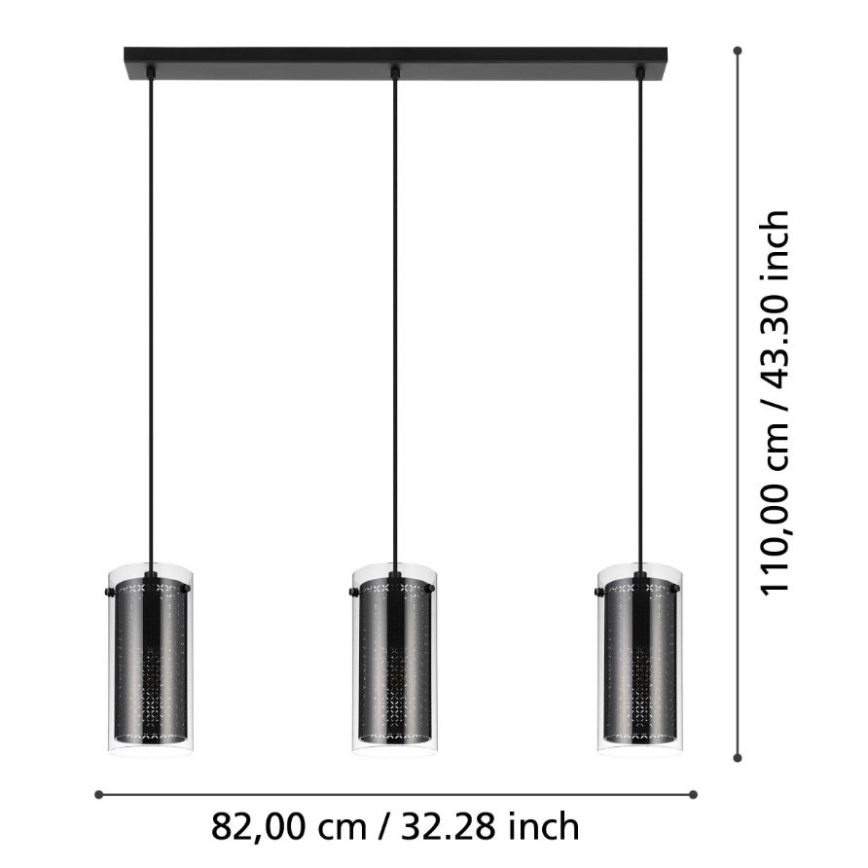 Eglo -  Κρεμαστό φωτιστικό οροφής ράγα 3xE27/10W/230V