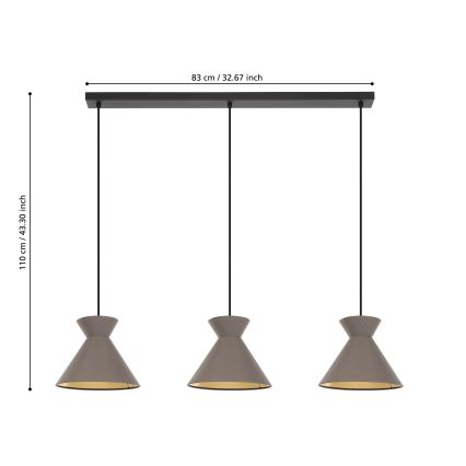 Eglo - Φωτιστικό οροφής με καλώδιο 3xE27/40W/230V