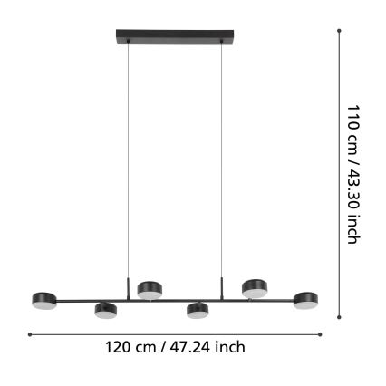 Eglo - Led Dimmable κρεμαστό φωτιστικό οροφής ράγα  6xLED/7W/230V