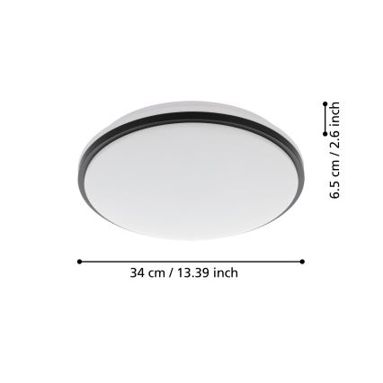 Eglo - LED οροφωτιστικό μπάνιου LED/15,6W/230V IP44 μαύρο