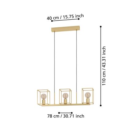 Eglo - Πολύφωτο με συρματόσχοινο 3xE27/40W/230V