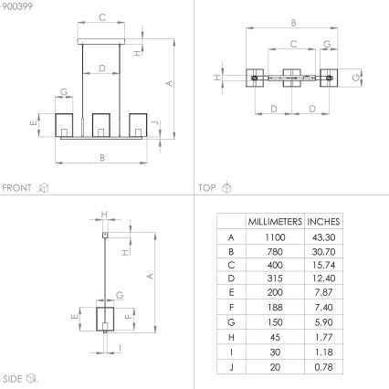 Eglo - Πολύφωτο με συρματόσχοινο 3xE27/40W/230V