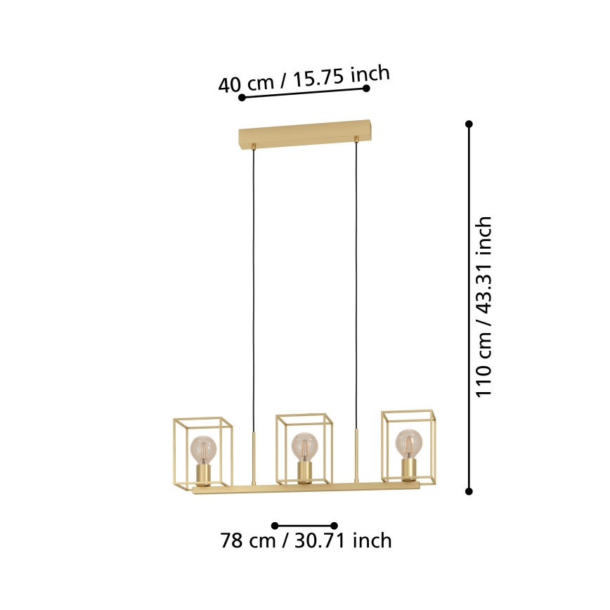 Eglo - Φωτιστικό οροφής με καλώδιο 3xE27/40W/230V