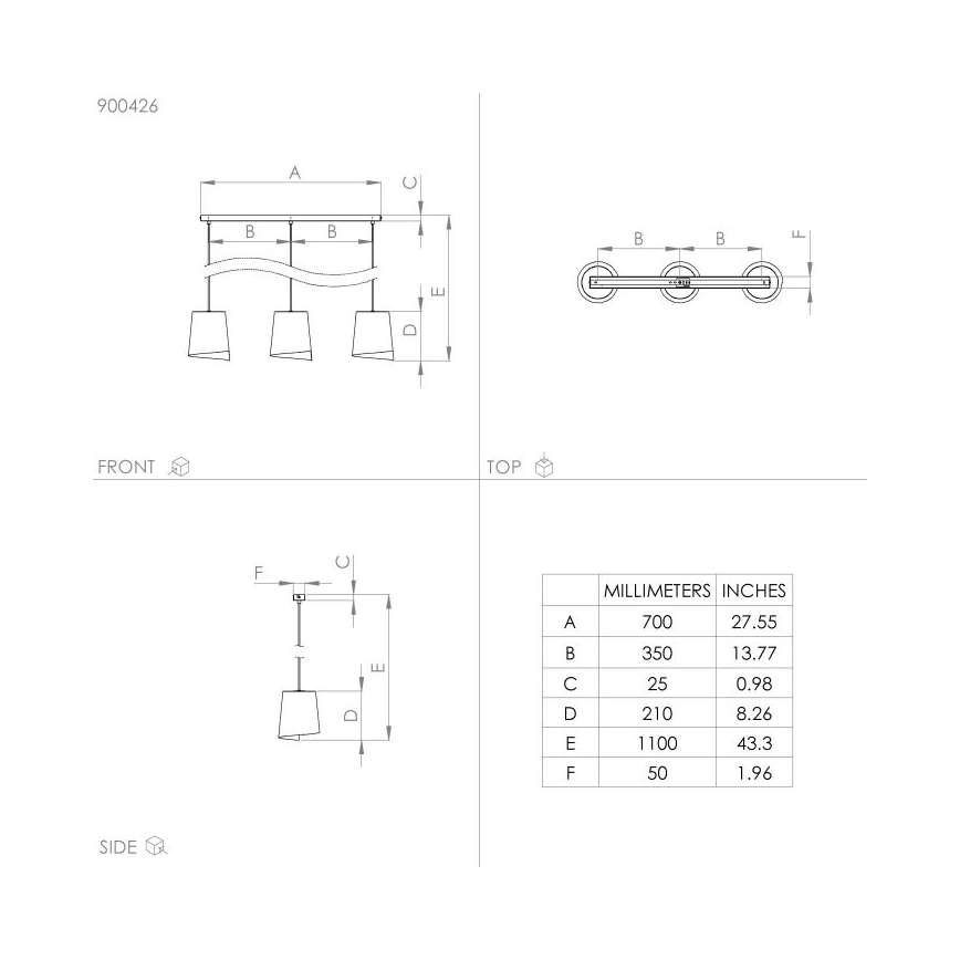 Eglo - Κρεμαστό φωτιστικό οροφής ράγα 3xE27/40W/230V