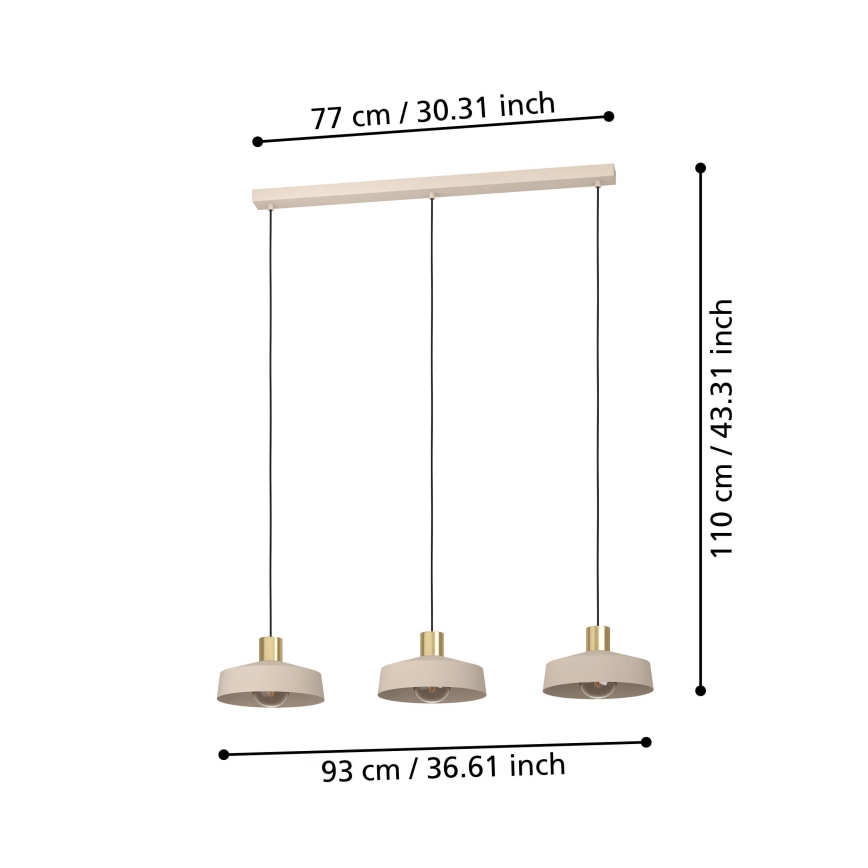 Eglo - Κρεμαστό φωτιστικό οροφής 3xE27/40W/230V