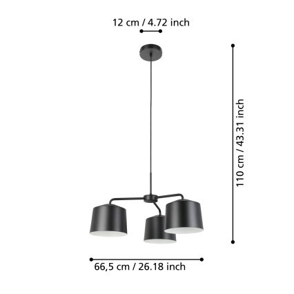 Eglo - Φωτιστικό οροφής με καλώδιο 3xE27/40W/230V