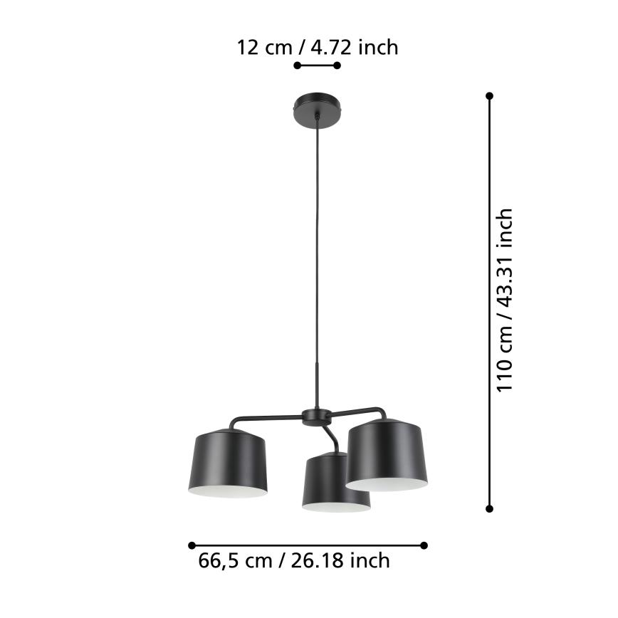 Eglo - Φωτιστικό οροφής με καλώδιο 3xE27/40W/230V