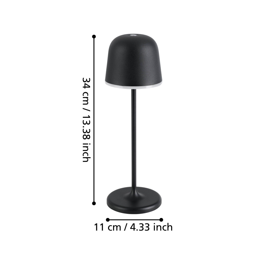 Eglo - LED Dimmable επαναφορτιζόμενο φωτιστικό εξωτερικού χώρου LED/2,2W/5V 1800 mAh μαύρο IP54