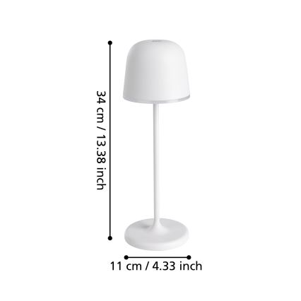 Eglo - LED Dimmable φωτιστικό εξωτερικού χώρου επαναφορτιζόμενο LED/2,2W/5V 1800 mAh γκρι IP54