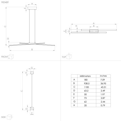 Eglo - Led Dimmable κρεμαστό φωτιστικό οροφής  2xLED/13W/230V