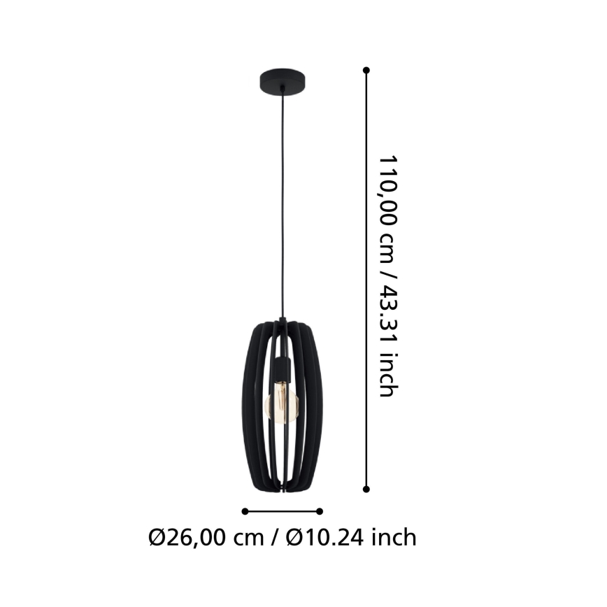 Eglo - Κρεμαστό φωτιστικό οροφής 1xE27/40W/230V μαύρο