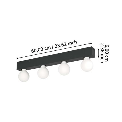 Eglo - Φωτιστικό τοίχου 4xE27/40W/230V μαύρο