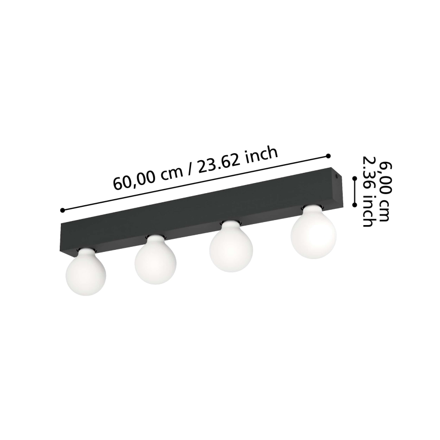 Eglo - Φωτιστικό τοίχου 4xE27/40W/230V μαύρο