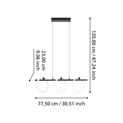 Eglo - Κρεμαστό φωτιστικό οροφής ράγα LED 3xLED/9W/230V