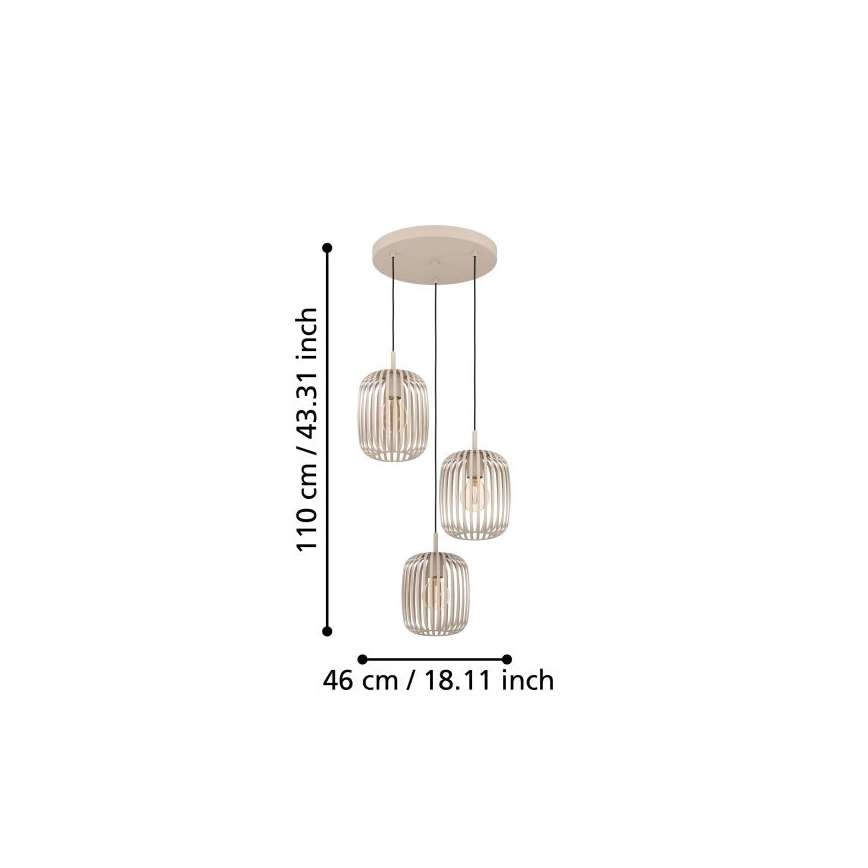 Eglo - Πολύφωτο με συρματόσχοινο 3xE27/40W/230V μπεζ