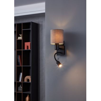 Eglo - Φωτιστικό τοίχου LED 1xE27/40W/230V + LED/3,8W καφέ