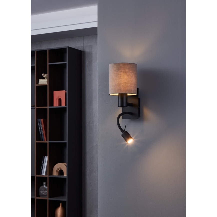 Eglo - Φωτιστικό τοίχου LED 1xE27/40W/230V + LED/3,8W καφέ