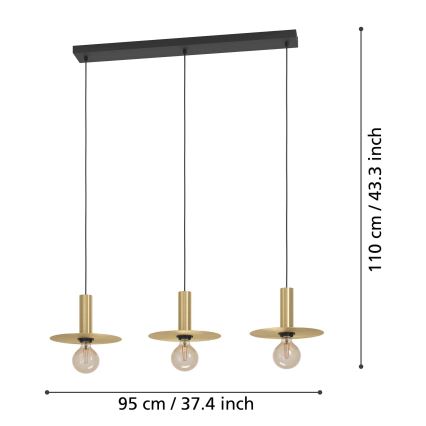 Eglo - Πολύφωτο με συρματόσχοινο 3xE27/40W/230V