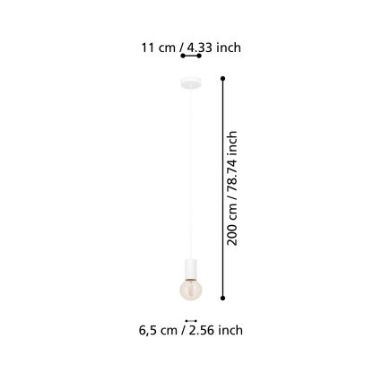 Eglo - Πολύφωτο με συρματόσχοινο 1xE27/40W/230V λευκό