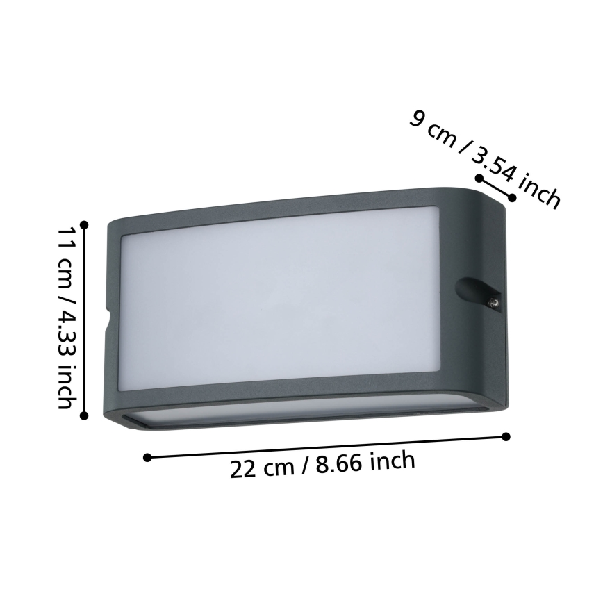 Eglo - Επιτοίχιο φωτιστικό εξωτερικού χώρου LED LED/10,5W/230V ανθρακί IP54