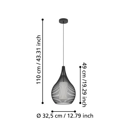 Eglo - Πολύφωτο με συρματόσχοινο 1xE27/40W/230V μαύρο