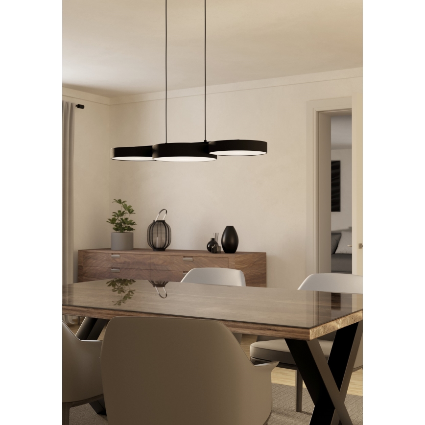 Eglo - LED RGBW Πολύφωτο dimming με συρματόσχοινο 3xLED/7,5W/230V 2700-6500K μαύρο
