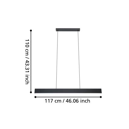 Eglo - LED RGBW Πολύφωτο dimming με συρματόσχοινο LED/38W/230V 2700-6500K μαύρο