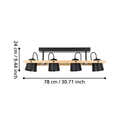 Eglo - LED RGBW Πλαφονιέρα οροφής ντιμαριζόμενη 4xLED/3,7W/230V 2700-6500K