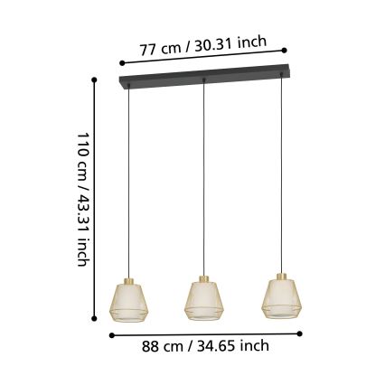 Eglo - Κρεμαστό φωτιστικό οροφής 3xE27/40W/230V