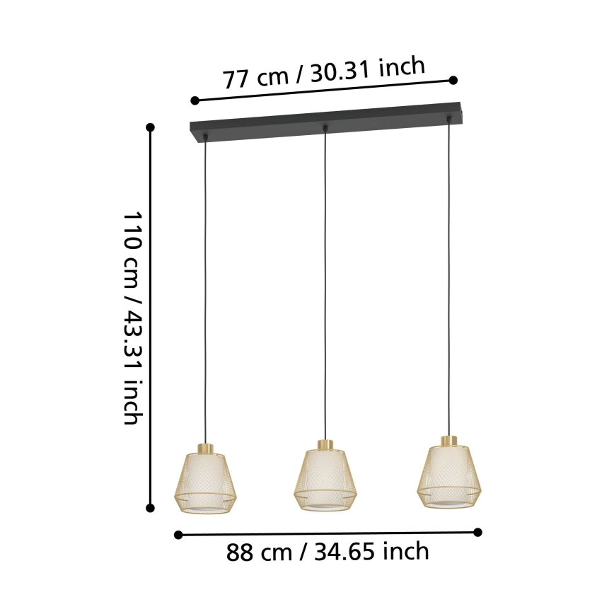 Eglo - Κρεμαστό φωτιστικό οροφής 3xE27/40W/230V