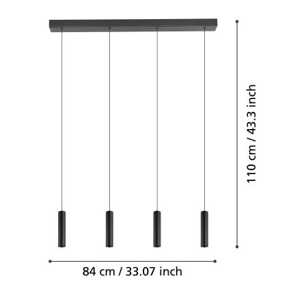 Eglo - Led Dimmable κρεμαστό φωτιστικό οροφής 4xLED/5,4W/230V