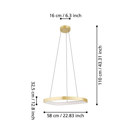 Eglo - Led Dimmable κρεμαστό φωτιστικό οροφής LED/25,2W/230V