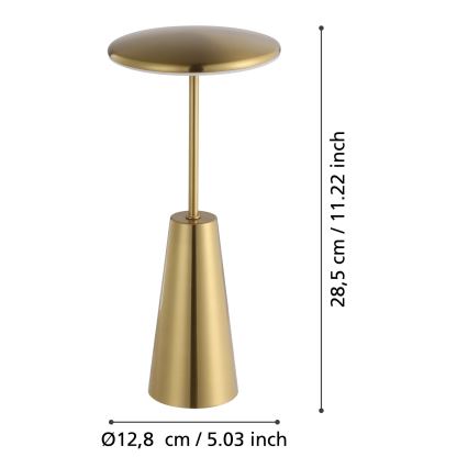 Eglo - LED Dimming αφής Εξωτερικού χώρου φωτιστικό LED/2,8W/5V 2400K/3000K/4000K 5200 mAh IP54 χρυσό