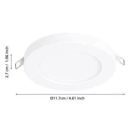 Eglo - Εντοιχιζόμενο φωτιστικό οροφής LED/5,5W/230V 3000K λευκό Ø 11,7 cm